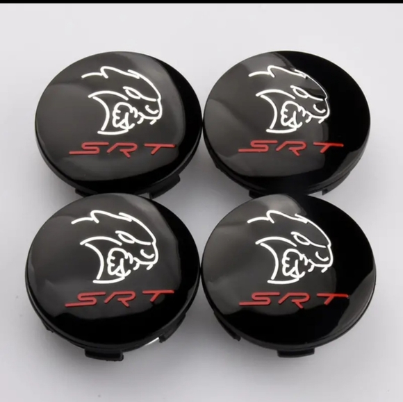 4 DODGE Hub Center Hell Cat SRT 63mm Wheel Caps Challenger Wheel Center … - Picture 1 of 3